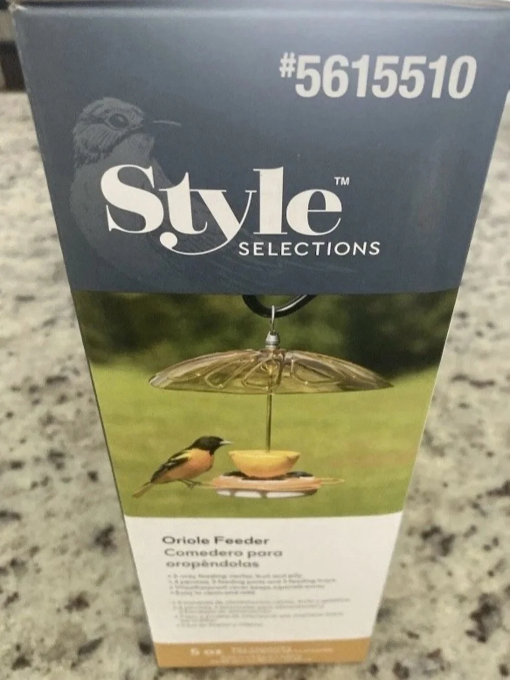 Style Selections 5 oz. 3 way Oriole Fruit Feeder with Amber Canopy feeder